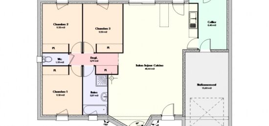 Plan de maison Surface terrain 86 m2 - 5 pièces -  -  sans garage 