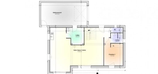 Plan de maison Surface terrain 111 m2 - 5 pièces - 2  chambres -  avec garage 