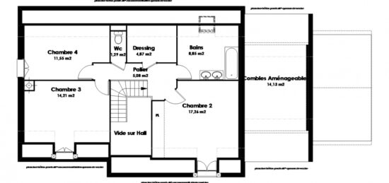Plan de maison Surface terrain 149 m2 -  - 4  chambres -  sans garage 
