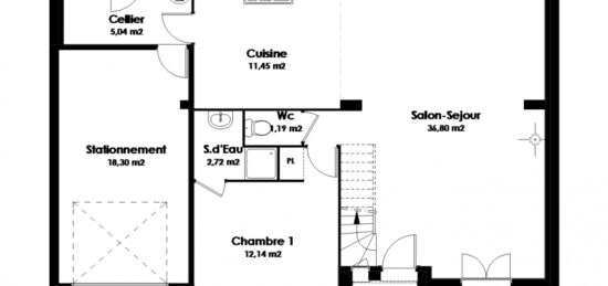 Plan de maison Surface terrain 118 m2 - 5 pièces -  -  avec garage 