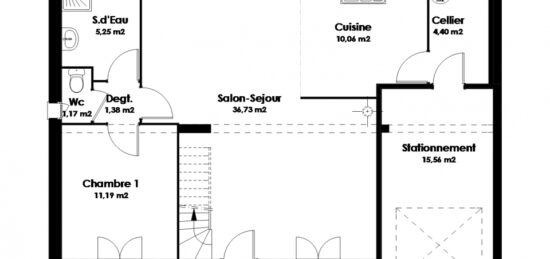 Plan de maison Surface terrain 122 m2 - 5 pièces - 4  chambres -  avec garage 