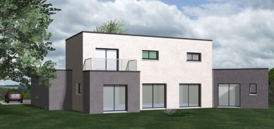 Plan de maison Surface terrain 100 m2 - 8 pièces - 5  chambres -  avec garage 