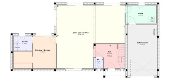 Plan de maison Surface terrain 151 m2 - 6 pièces - 5  chambres -  avec garage 