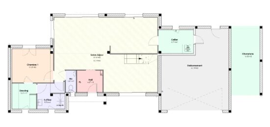 Plan de maison Surface terrain 146 m2 - 5 pièces - 4  chambres -  avec garage 