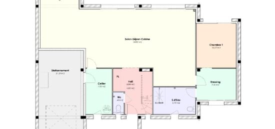 Plan de maison Surface terrain 142 m2 - 5 pièces - 4  chambres -  avec garage 