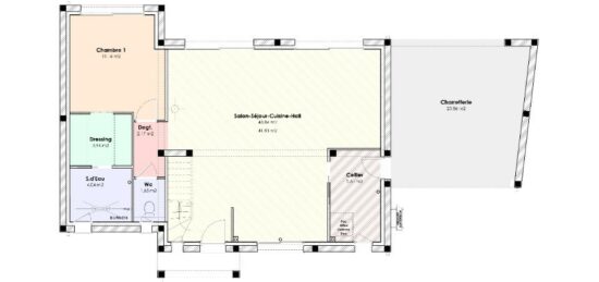 Plan de maison Surface terrain 128 m2 - 6 pièces - 5  chambres -  sans garage 