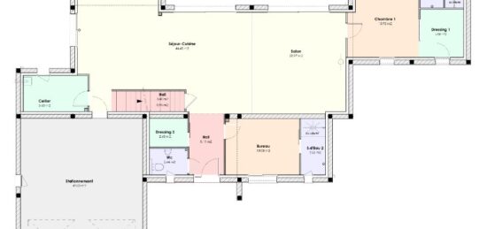 Plan de maison Surface terrain 192 m2 - 6 pièces - 5  chambres -  avec garage 