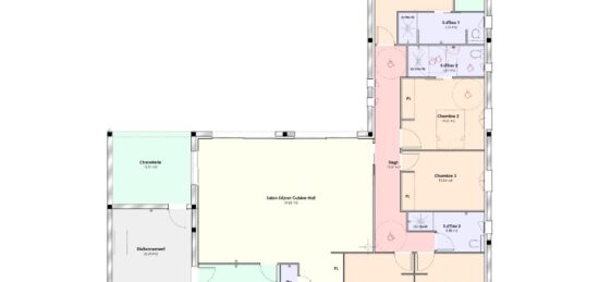 Plan de maison Surface terrain 158 m2 - 6 pièces - 5  chambres -  avec garage 